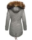 Marikoo La Viva Princess Damen Winterjacke mit Kapuze B813 Hellgrau Größe XS - Gr. 34