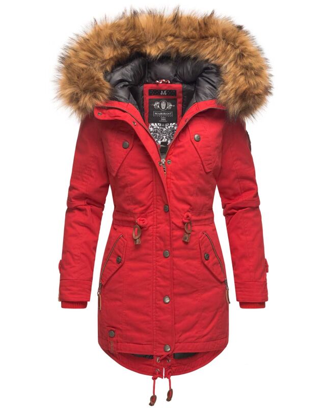 Marikoo La Viva Princess Damen Winterjacke mit Kapuze B813 Rot Größe XS - Gr. 34