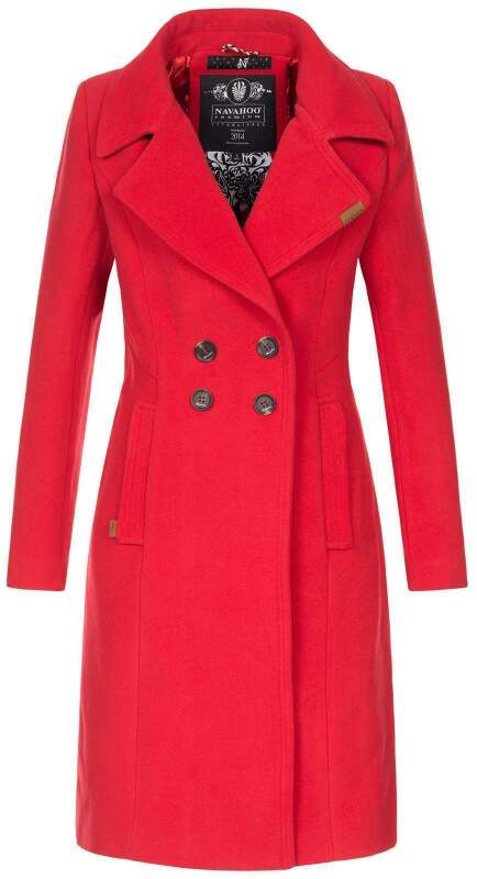 Navahoo Wooly Damen Trenchcoat Winter Mantel B661 Rot Größe XXXL - Gr. 46