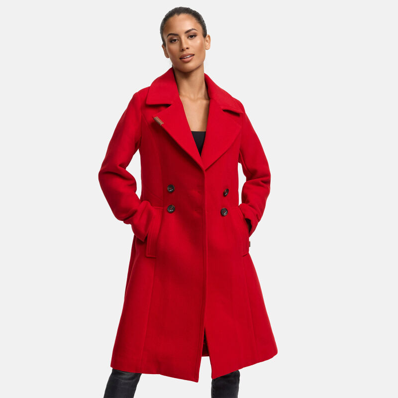 Navahoo Wooly Damen Trenchcoat Winter Mantel B661 Rot Größe XXXL - Gr. 46