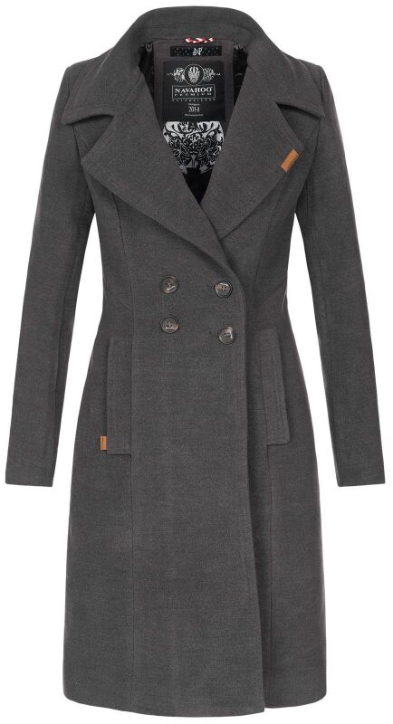 Navahoo Wooly Damen Trenchcoat Winter Mantel B661 Anthrazit Größe XXXL - Gr. 46