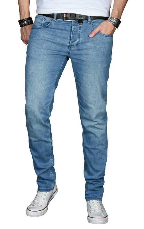 Alessandro Salvarini Herren Jeans Hellblau Regular Slim O-026 W34 L36