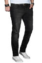 Alessandro Salvarini Herren Jeans Schwarz Washed Regular Slim O-027 W32 L30