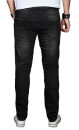 Alessandro Salvarini Herren Jeans Schwarz Washed Regular Slim O-027 W32 L30