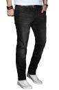 Alessandro Salvarini Herren Jeans Schwarz Washed Regular Slim O-027 W33 L32