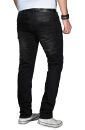 Alessandro Salvarini Herren Jeans Schwarz Washed Regular Slim O-027 W34 L36