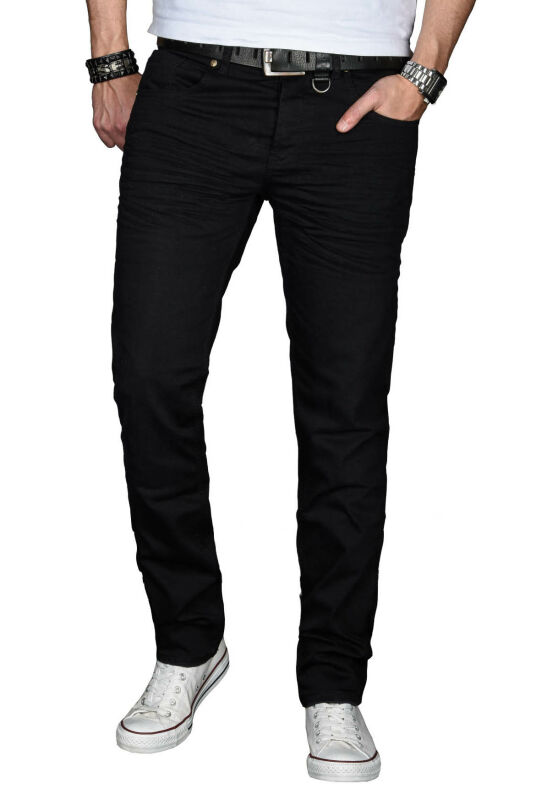 Alessandro Salvarini Herren Jeans Schwarz Regular Slim O-028 W29 L30