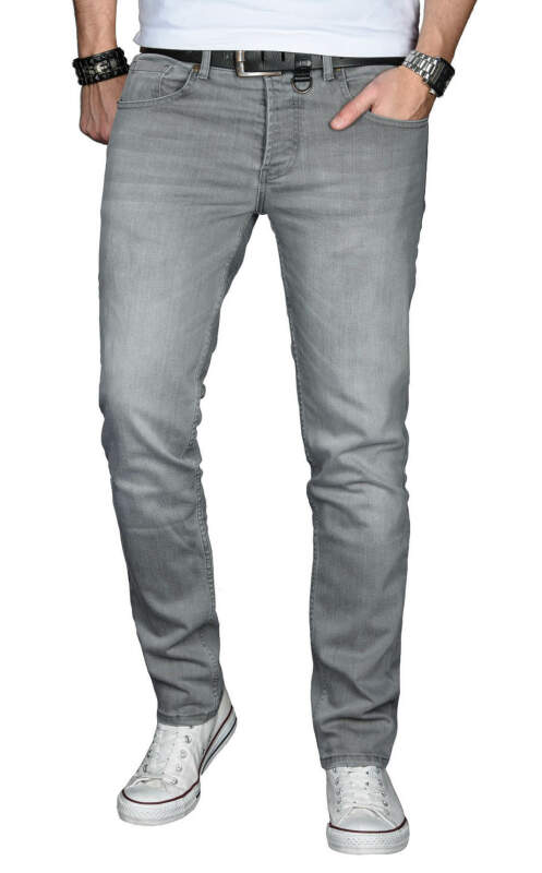 Alessandro Salvarini Herren Jeans Hellgrau Regular Slim O-029 W32 L30