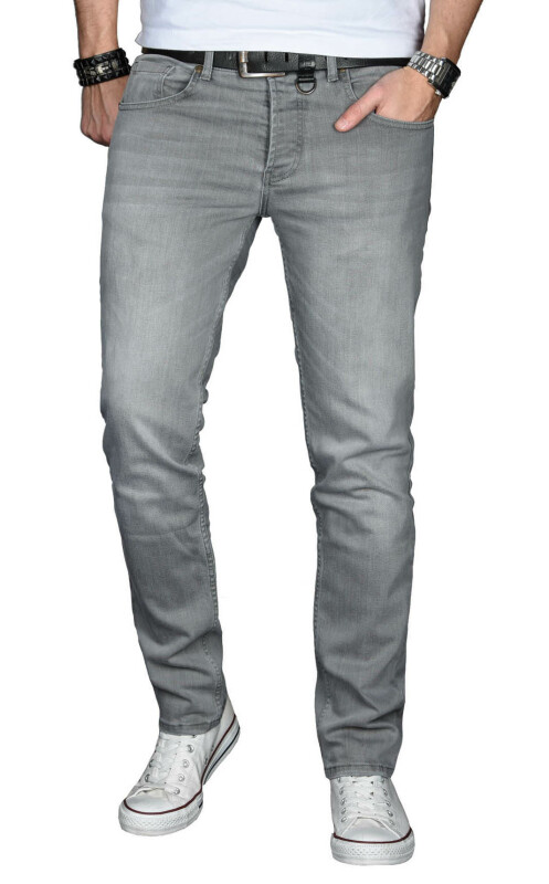Alessandro Salvarini Herren Jeans Hellgrau Regular Slim O-029 W32 L34