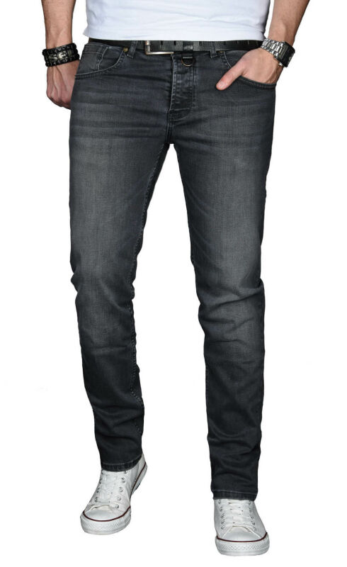 Alessandro Salvarini Herren Jeans Dunkelgrau Regular Slim O-030 W30 L30