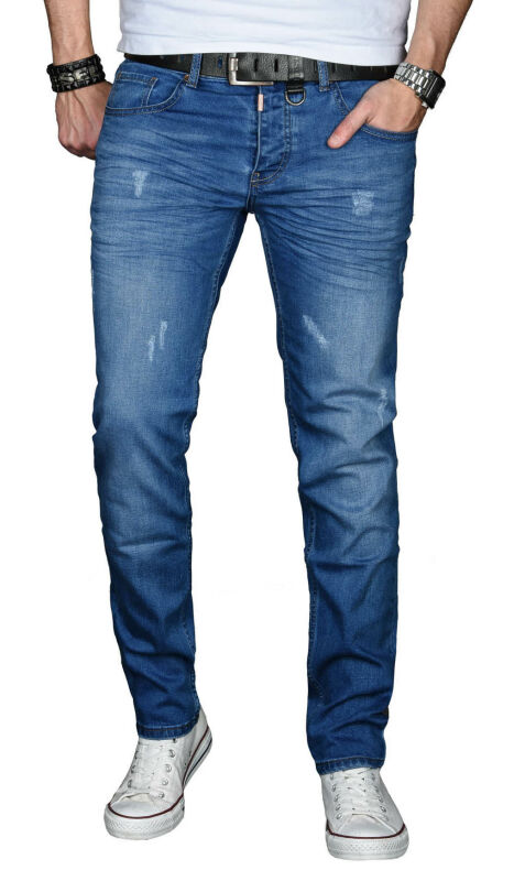 Alessandro Salvarini Herren Jeans Blau Regular Slim O-033 W36 L36