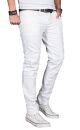 Alessandro Salvarini Herren Jeans Weiss Regular Slim O-040