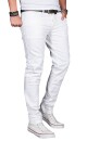 Alessandro Salvarini Herren Jeans Weiss Regular Slim O-040 W36 L30
