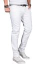 Alessandro Salvarini Herren Jeans Weiss Regular Slim O-040 W36 L32