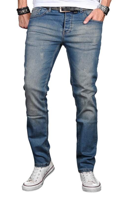 Alessandro Salvarini Designer Herren Jeans Hose Blau Regular Slim O-041 W29 L30
