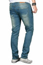 Alessandro Salvarini Designer Herren Jeans Hose Hellblau Regular Slim O043 W30 L30