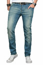 Alessandro Salvarini Designer Herren Jeans Hose Hellblau Regular Slim O043 W32 L36