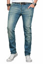 Alessandro Salvarini Designer Herren Jeans Hose Hellblau Regular Slim O043 W33 L34