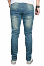 Alessandro Salvarini Designer Herren Jeans Hose Hellblau Regular Slim O043 W33 L34