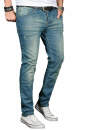 Alessandro Salvarini Designer Herren Jeans Hose Hellblau Regular Slim O043 W34 L34