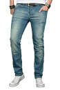 Alessandro Salvarini Designer Herren Jeans Hose Hellblau Regular Slim O043 W36 L36