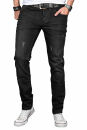 Alessandro Salvarini Designer Herren Jeans Hose Schwarz Regular Slim O044