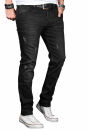 Alessandro Salvarini Designer Herren Jeans Hose Schwarz Regular Slim O044