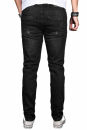 Alessandro Salvarini Designer Herren Jeans Hose Schwarz Regular Slim O044