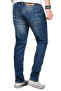 Alessandro Salvarini Designer Herren Jeans Hose Mittelblau Regular Slim O045