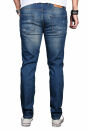 Alessandro Salvarini Designer Herren Jeans Hose Mittelblau Regular Slim O045