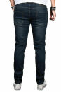 Alessandro Salvarini Designer Herren Jeans Hose Dunkelblau Regular Slim O047