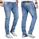 Alessandro Salvarini Designer Herren Jeans Hose Hellblau...