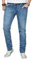 Alessandro Salvarini Designer Herren Jeans Hose Hellblau Regular Slim O053 W32 L36