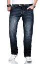 Alessandro Salvarini Herren Jeans Dunkelblau gerades Bein O-210 W30 L30