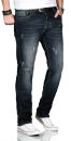 Alessandro Salvarini Herren Jeans Dunkelblau gerades Bein O-210 W36 L36