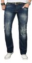 Alessandro Salvarini Herren Jeans Blau Vintage Gerades...