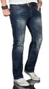 Alessandro Salvarini Herren Jeans Blau Vintage Gerades...