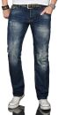 Alessandro Salvarini Herren Jeans Blau Vintage Gerades Bein O-060 W32 L32