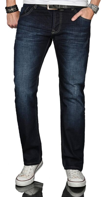 Alessandro Salvarini Herren Jeans Night Blue Gerades Bein O-061 W32 L36