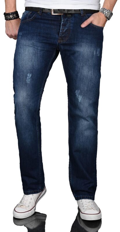 Alessandro Salvarini Herren Jeanshose O-062 - Dunkelblau-W33-L36