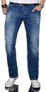 Alessandro Salvarini Herren Jeans Mittelblau Gerades Bein...