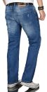 Alessandro Salvarini Herren Jeans Mittelblau Gerades Bein O-063 W29 L30