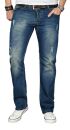 Alessandro Salvarini Herren Jeans Blau Used Gerades Bein...