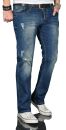 Alessandro Salvarini Herren Jeans Blau Used Gerades Bein...