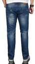 Alessandro Salvarini Herren Jeans Blau Used Gerades Bein O-064 W32 L30