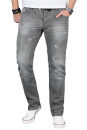 Alessandro Salvarini Herren Jeans Grau Used Gerades Bein O-065