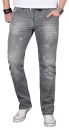 Alessandro Salvarini Herren Jeans Grau Used Gerades Bein O-065 W29 L30