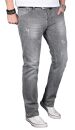 Alessandro Salvarini Herren Jeans Grau Used Gerades Bein O-065 W32 L30