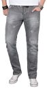 Alessandro Salvarini Herren Jeans Grau Used Gerades Bein...