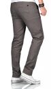 Maurelio Modriano Herren Designer Chino Stoff Hose Regular Slim MM-002 Grau W33 L32 - W33/32